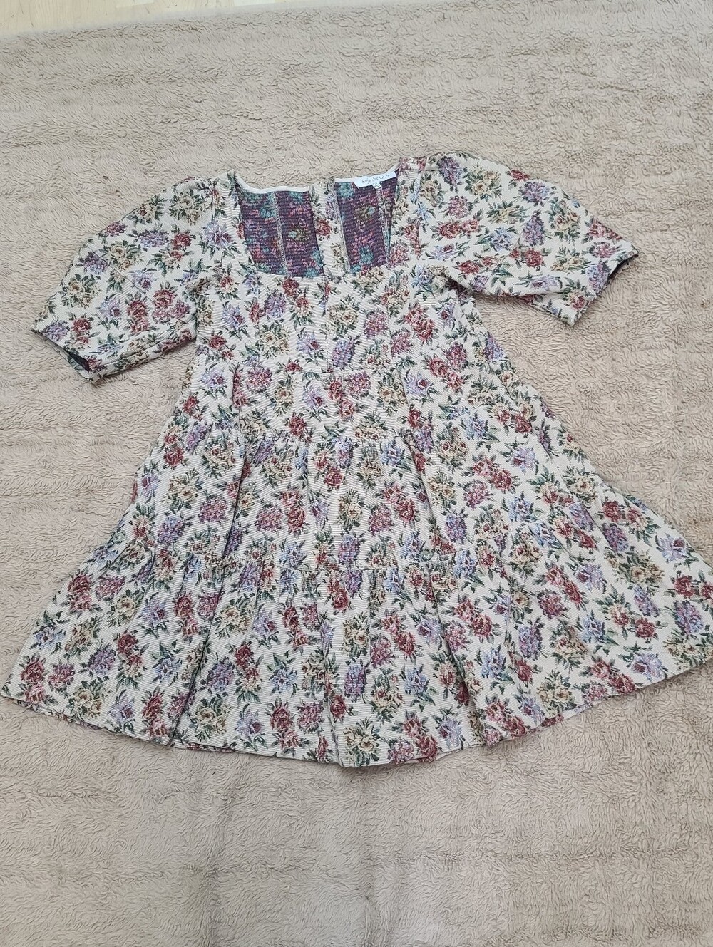 Sofie The Label Mini Dress Floral Cream Tiered Women's Medium